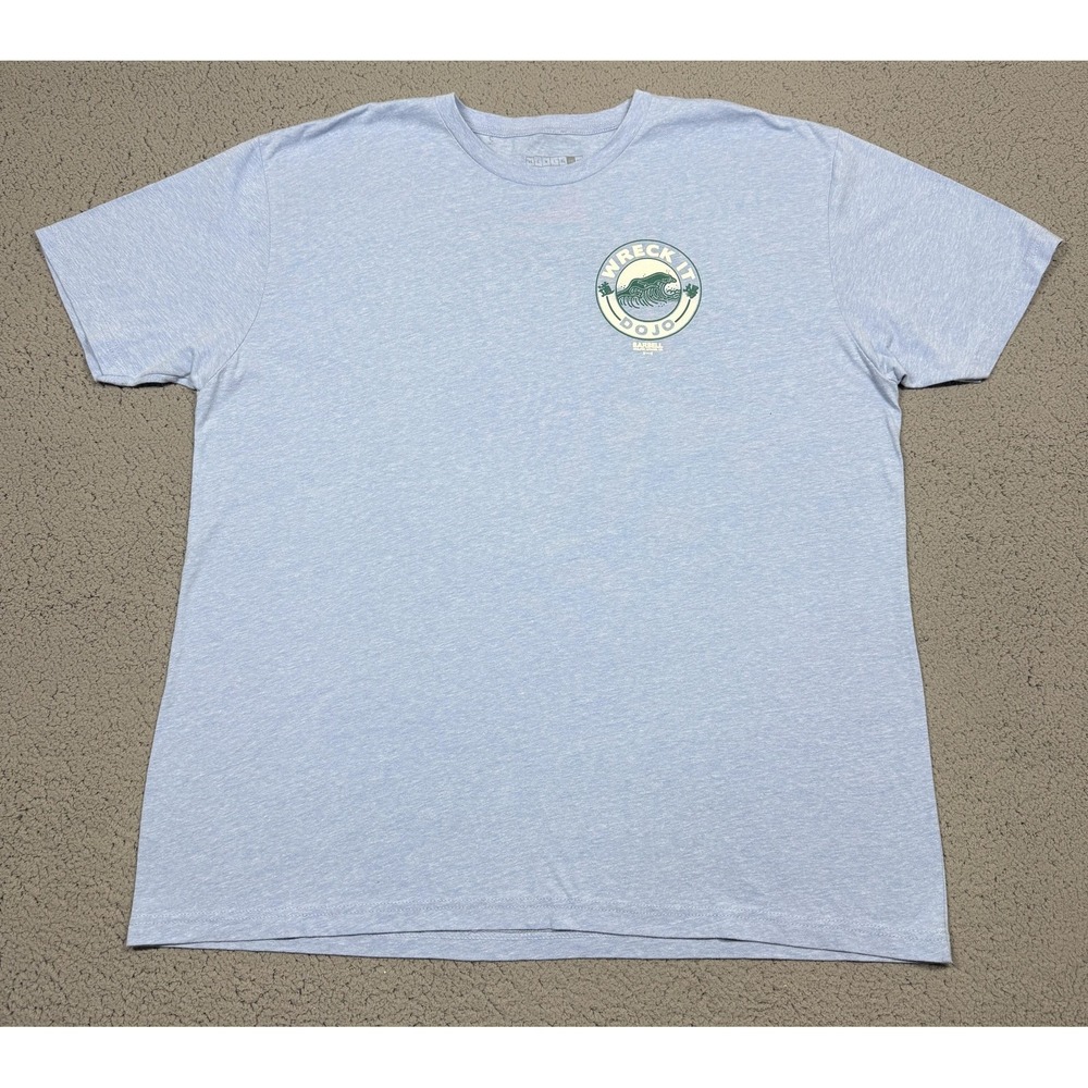 Barbell Shirt Mens 2XL Blue Wreck‎ It Dojo Wave Graphic Gym Tee Tagless